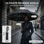 Topika - Reverse Folding Carabiner UV Umbrella, Reflective, Windproof