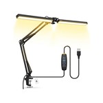 Topika - Dual Head LED Desk Lamp With Clamp, USB Powered Adjustable Arm