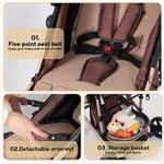 Topika Baby Stroller 2-in-1 Foldable Baby Pram for Kids 0-36 Monthes