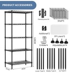 Topika - Adjustable Shelf Organiser, 3/5-Tier Heavy-Duty Steel Storage Rack