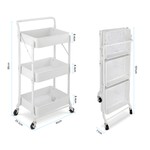 Topika Folding Mobile 3 Tier Metal Trolley, Rolling Storage Cart Home Decor