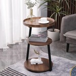 Topika - Round Side Table, 3-Tier Small Table For Bedroom And Living Room