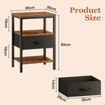 Topika - Night Stand for Bedside,Nightstand Bedside Table w/ Storage Shelve