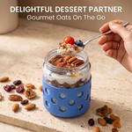Topika-Over Night Oats Jars 4 Pcs,480Ml Glass Storage Jars With Bamboo Lids
