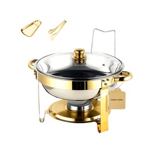 Topika Buffet Chafing Dish with Lid, Food Warmer for Parties, Weddings Gold
