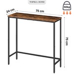 Topika Narrow Console Table 75×24×75cm, Compact Entryway & Side Table