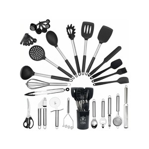 Topika 33pcs Silicone Kitchen Utensils Set With Stainless Steel Handle