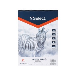 VSelect - Spiral Bound Sketchbook Pad, Heavyweight Paper, 3-Size Choice