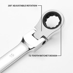Topika - 7pcs Flex Head Ratcheting Wrench Set, Chrome Vanadium Steel Tools