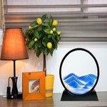 Topika 3D Sand Art Liquid Motion Round Glass Desk Decor, Dynamic Ornaments