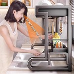 Topika Over The Sink Dish Drying Rack & Thickened Carbon Steel Support
