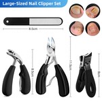 Topika - Thick Nail Clippers Set, Fingernail & Toe Nail Clipper for Seniors