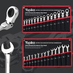 Topika - 14 Pieces Flexible Ratchet Wrench Set 6-19mm, Metric Gear Spanner Kit