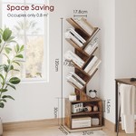 Topika 6 Tier Tree Bookshelf with Storage Cabinet, Space Saving Bookcase