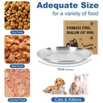 Topika - Stainless Steel Cat Plates Set, NonSlip Shallow Cat Bowls for Food