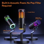 Topika Round USB Gaming Microphone With Stand, PC Streaming Mic & RGB Light