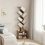 Topika 6 Tier Tree Bookshelf with Storage Cabinet, Space Saving Bookcase