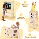 Topika Toddler Step Stool Tower 4-in-1 Foldable Wooden Learning Helper