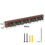 Topika Mop and Broom Holder Wall Mount with Rustic Wood Rack & Hooks