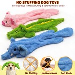 Topika No-Stuffing Plush Squeaky Dog Toy Set, Crinkle Paper Tails 3-Pack