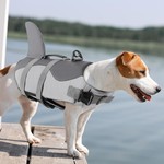 Topika Shark Dog Life Safety Vest , Pet Life Jacket Harness for Swimming