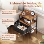 Topika - Night Stand for Bedside,Nightstand Bedside Table w/ Storage Shelve