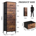 Topika - Fabric Dresser 5 Drawer Tall Dresser for Bedroom, Closet Organiser