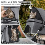 TopikaPet-Foldable Pet Stroller for Dogs Cats Pet Pram with Basket & Mesh