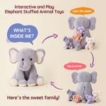 5-in-1 Plush Elephant Stuffed Animal Set, 4 Babies Tucked Inside