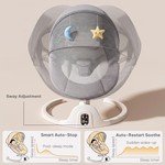 Topika Grey Electric Baby Swing Rocker Chair with 5 Speeds & Remote Control