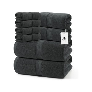 TopikaHome-8pcs Bath Towels Set, 100% Cotton, 500GSM, Large Bathroom Towels