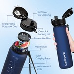 UZSPACE 1L Tritan Plastic Water Bottle Leakproof Sports Bottle BPA Free