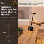 Topika - Cordless Rechargeable LED Table Lamp, Touch Dimmable 34cm, Black