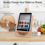 Topika Adjustable Bamboo Cookbook Stand With Conversion Chart & Cable Slot