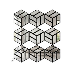 Topika - 9-Piece Glass Mirror Wall Decor, Hexagon DIY Mirror Tiles for Home