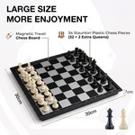 Topika Magnetic Chess & Checkers Set with Extra Queens Portable Board
