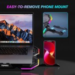 Topika 12-16 inch laptop cooling pad, 6 fans, RGB, Silent Adjustable Height