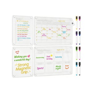 Topika - Magnetic Planners Fridge Weekly Planner, 4 Pcs Acrylic Boards
