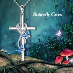 Elegant Christian Cross Butterfly Pendant Silver Plated Necklace - FDJC1