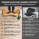 Topika- Adjustable Office Footrest, Ergonomic Bamboo Foot Rest With Cushion