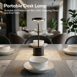 Topika - Cordless Rechargeable LED Table Lamp, Touch Dimmable 34cm, Black