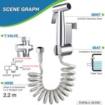 Topika - Bidet Sprayer Handle for Toilets, Handheld Spray Kit, SS Finish