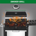Topika Heavy-Duty Charcoal Smoker BBQ Grill with Side Shelf & Thermometer
