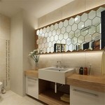 Topika 32piece Hexagon Mirror Wall Stickers, Acrylic Peel& Stick Home Decor