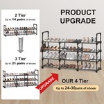 Topika 4-Tier Adjustable Metal Shoe Rack, Shoe Storage Organizer