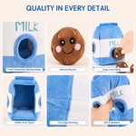 Topika Plush Milk Bag Hide and Seek Dog Toy Set with 3 Squeaky Biscuits