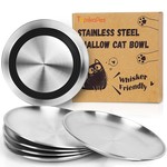 Topika - Stainless Steel Cat Plates Set, NonSlip Shallow Cat Bowls for Food