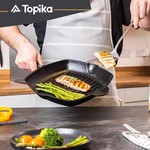 Topika Nonstick Cast Iron Grill Pan 28cm Square Cast Iron Steak Grill Pan