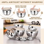 Topika-Mixing Bowls with Lids,Stainless Steel Bowl and Graters w/ Container