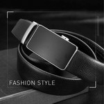 Leather Belt Men's Black Suits Ratchet Belt Metal Buckle Belt with Box